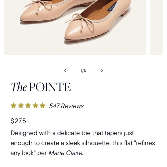 Margaux Women's Cream Ballet Flats - 7 Narrow - Picture 6 of 9